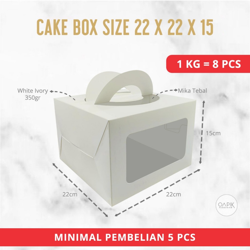 Cake Box Handle 22x22x15 , Dus Kue Besar, Box Kue Tebal, Dus Kue 22x22