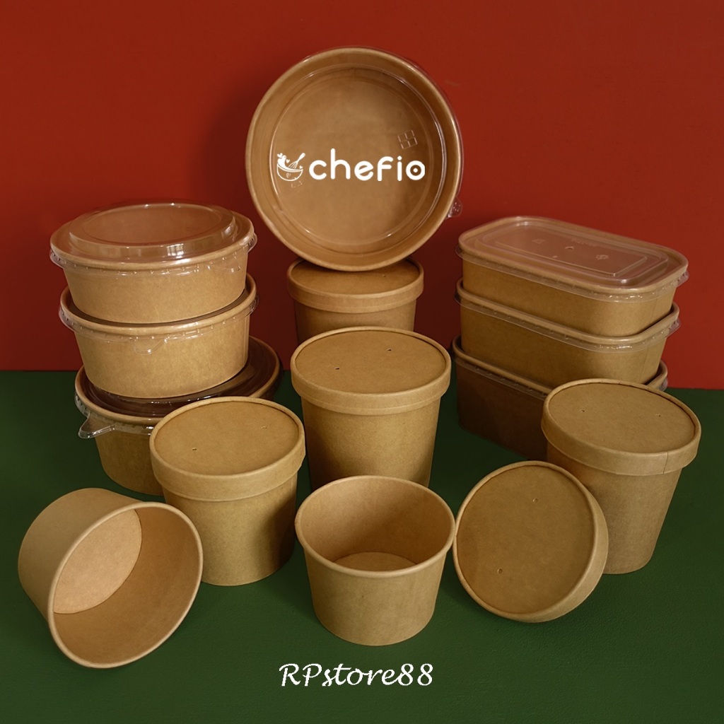 Paper Kraft Bowl Cup Cake Mangkok Kertas Makanan Coklat Laminasi