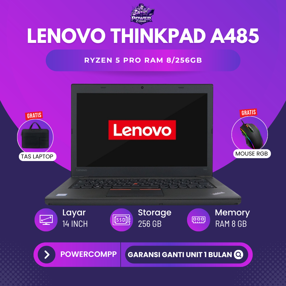 Laptop Lenovo Thinkpad A485 Ryzen 5 Pro Ram 8/256GB - Laptop Thinkpad Second Murah