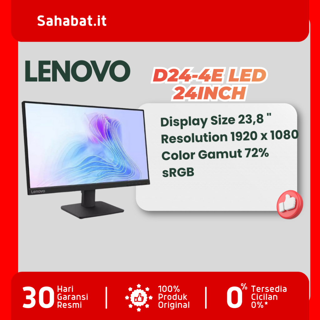 Monitor Lenovo LED 24 Inch D24-40 FHD 75Hz FreeSync