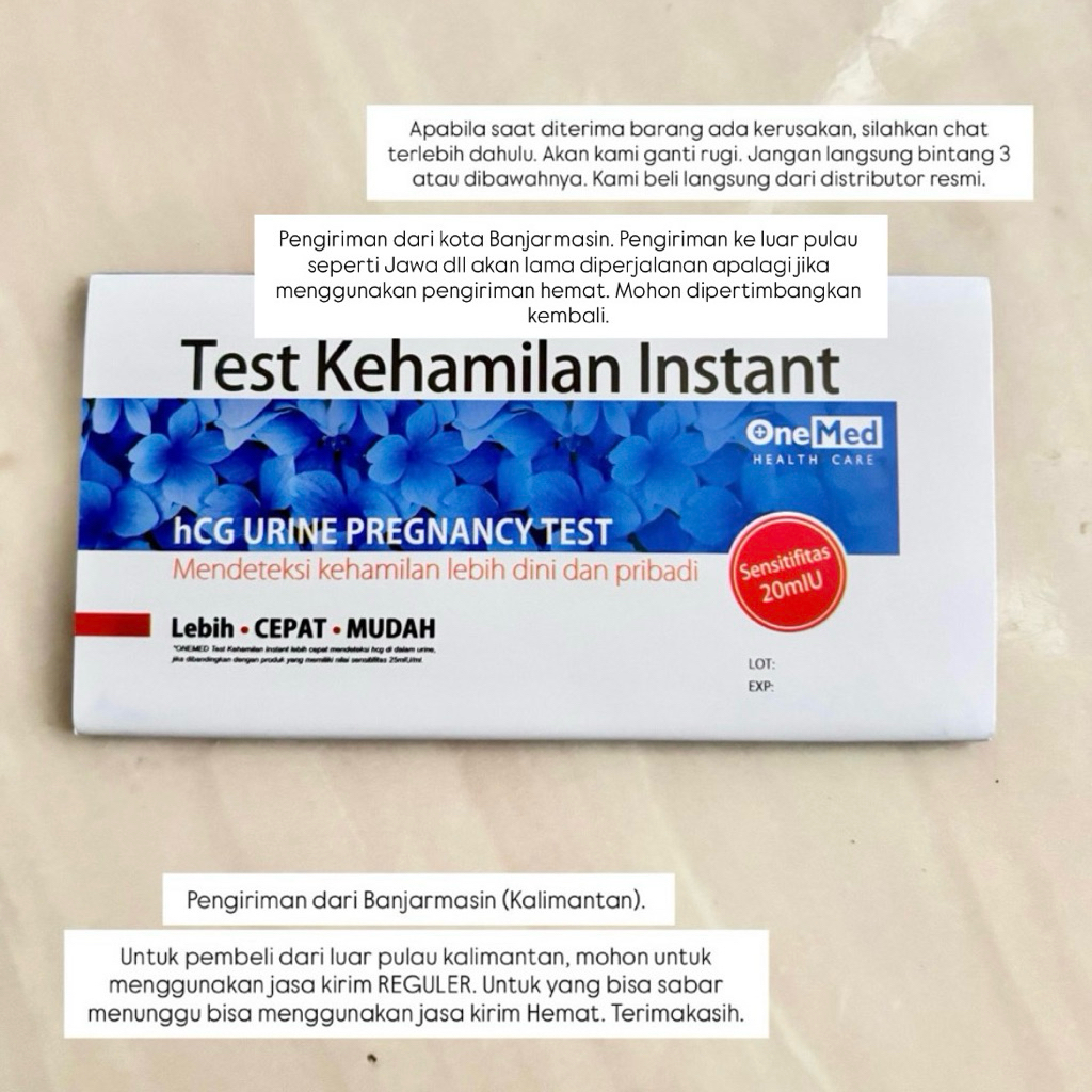 (Banjarmasin) Testpack Kehamilan Onemed Steril Tes Hamil Instant