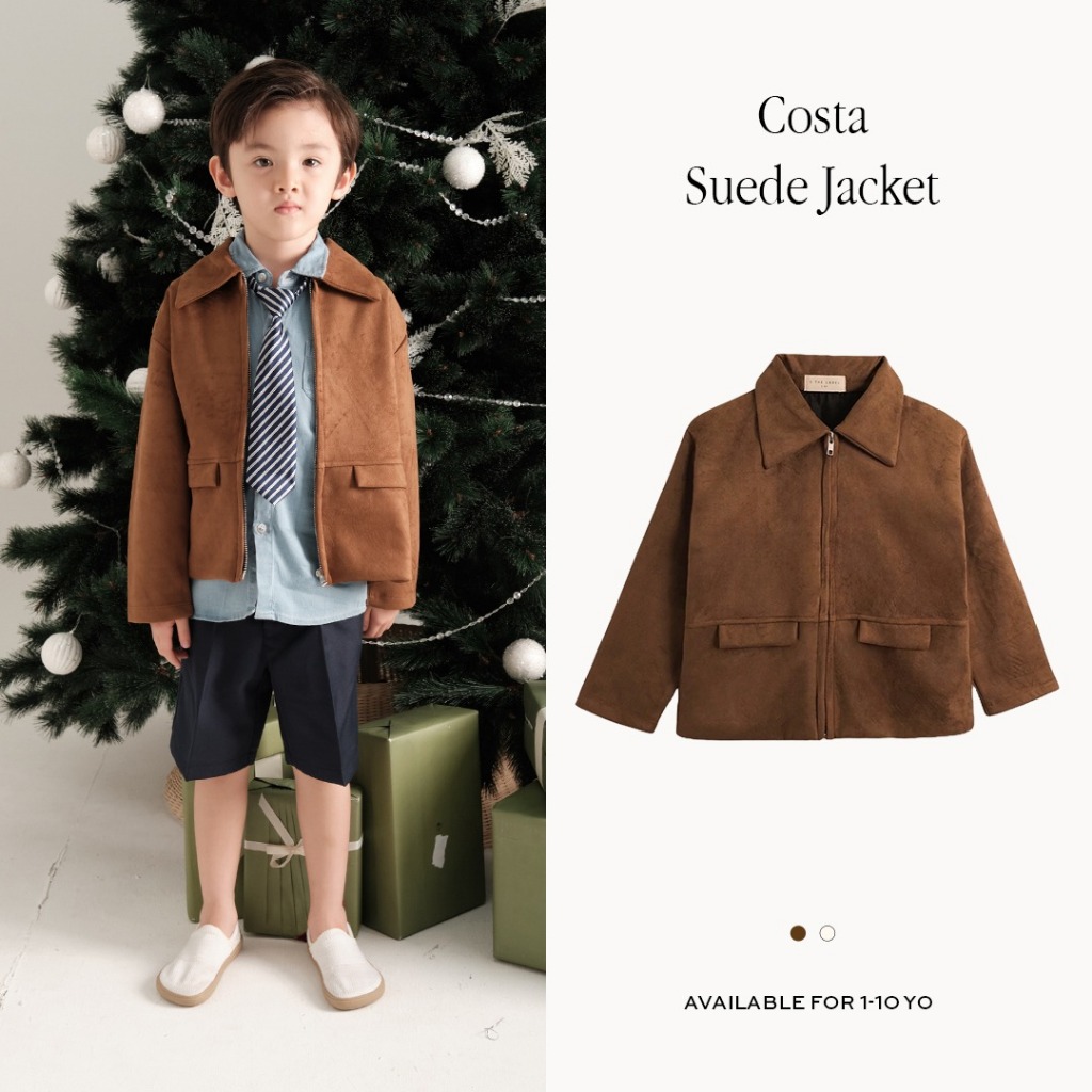 Label Costa Suede Jaket Suede Anak Lengan Panjang | Outer Kasual Unisex Jaket Suede Anak Lengan Panj