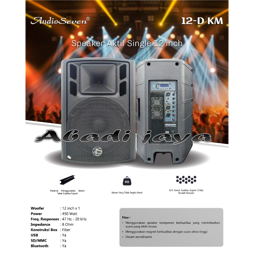 speaker aktif audio seven 12d km / 12-d km / 12dkm 12 inch 1 buah original