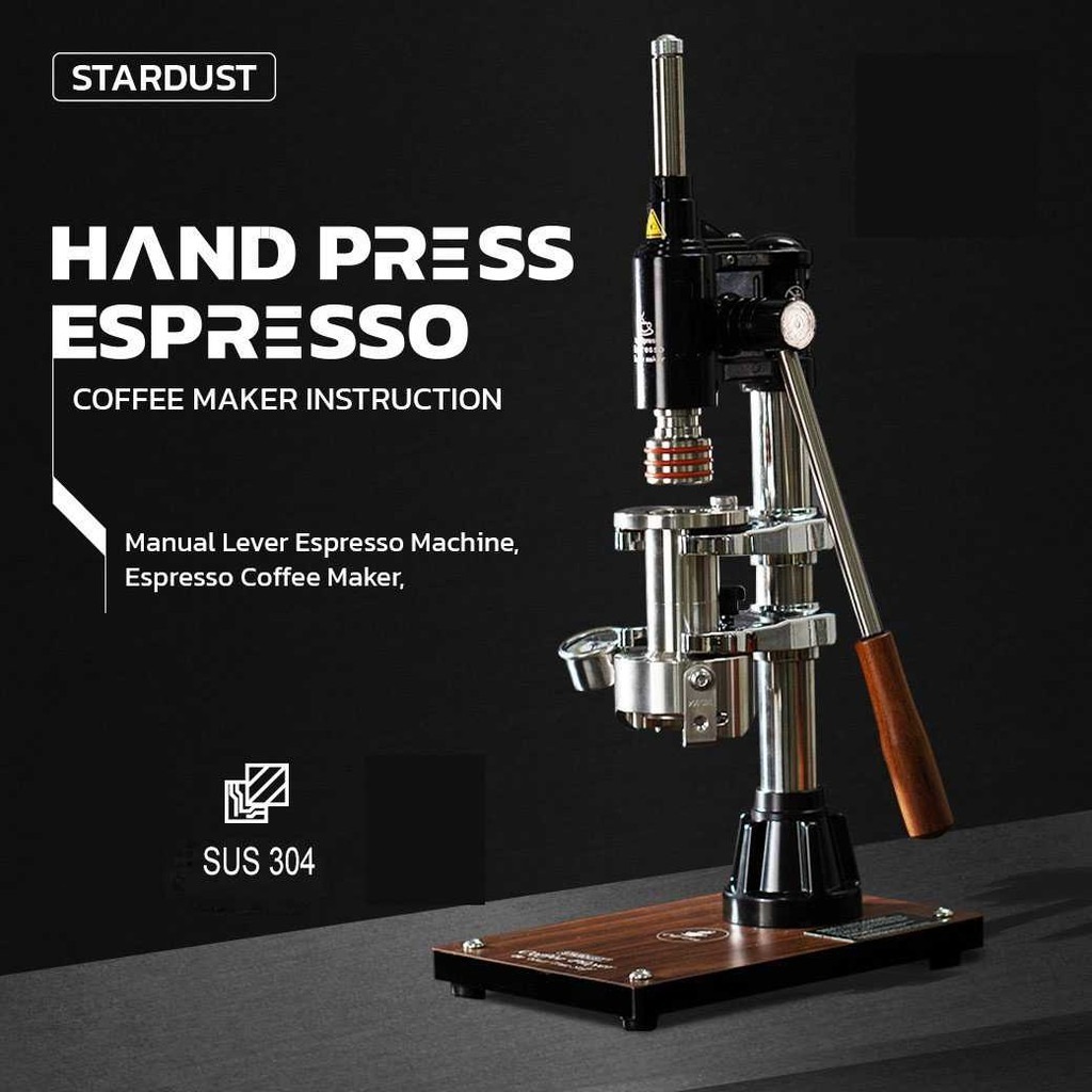 Stardust Manual Espresso Maker 16 Bar Silver || Stardust 16 Bar Espresso Machine Hand Press Silver