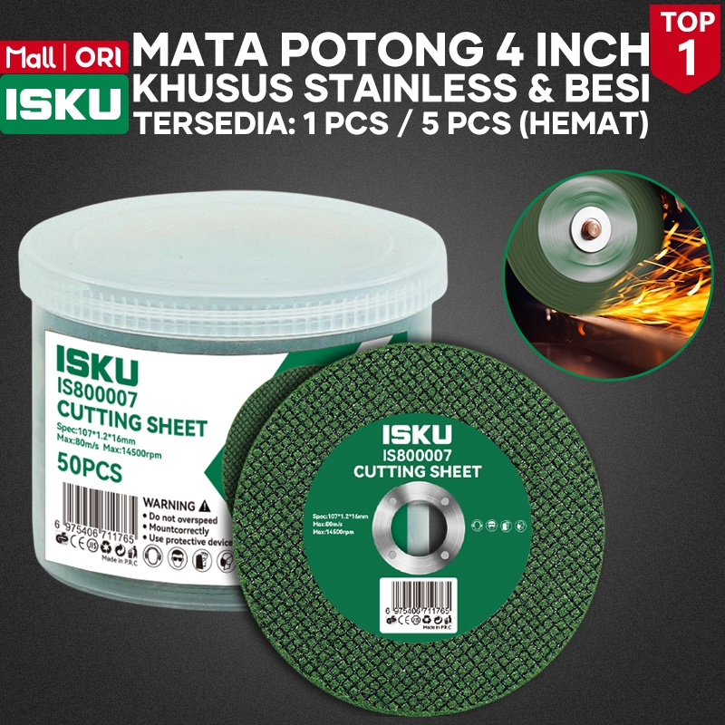 ISKU Mata Gerinda Potong 4 Inch Super Thin 1.2mm Cutting Wheel Potong Besi Stainless Steel Tajam