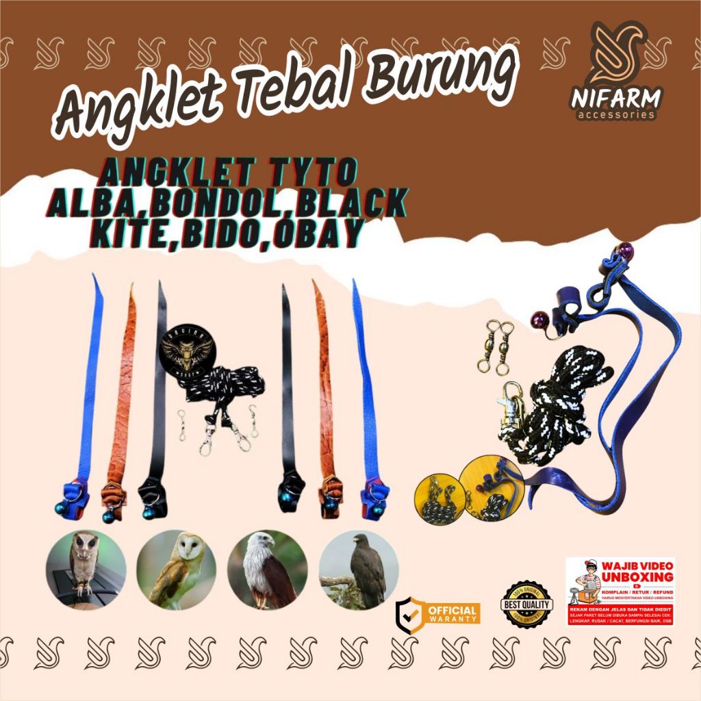 Angklet tebal  burung hantu elang bk/bondol/bido/ tyto alba/obay owl/