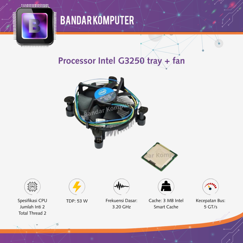processor intel dual core G3250 tray + fan ori