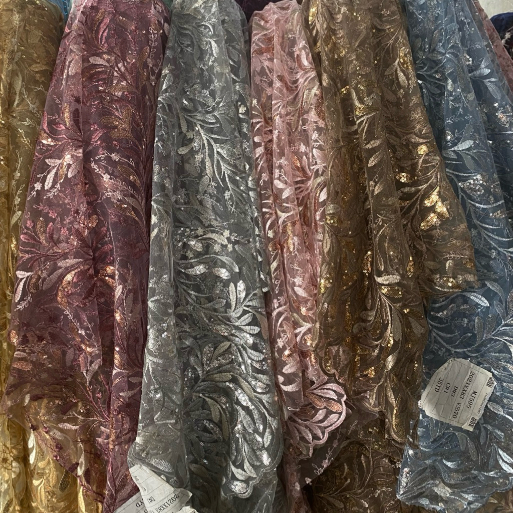 bahan kebaya kain tile bordir payet kain tile payet harga per 0.5 meter