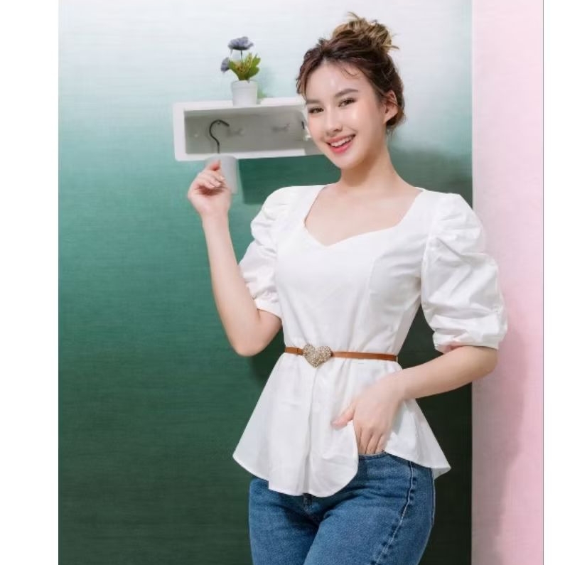 PRELOVED BLOUSE WANITA PUTIH POLOS