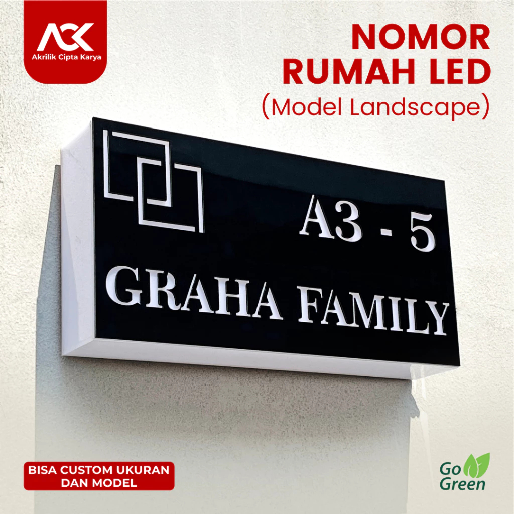 Nomor Rumah LED-Papan Alamat Model Box-Model Landscape