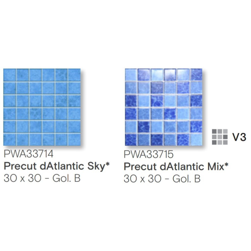 Keramik Roman Glossy Precut dAtlantic Sky/Mix/Cobalt Ukuran 30x30cm