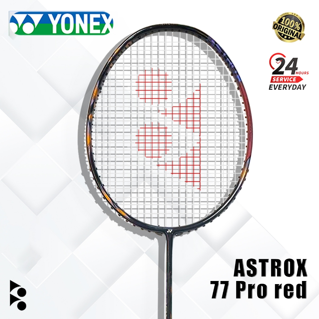 Bulu-tangkis Racket-Badminton  ASTROX 77 Pro RED Karbon Lengkap Individu 4U 26Lbs 83g Made In-Japan