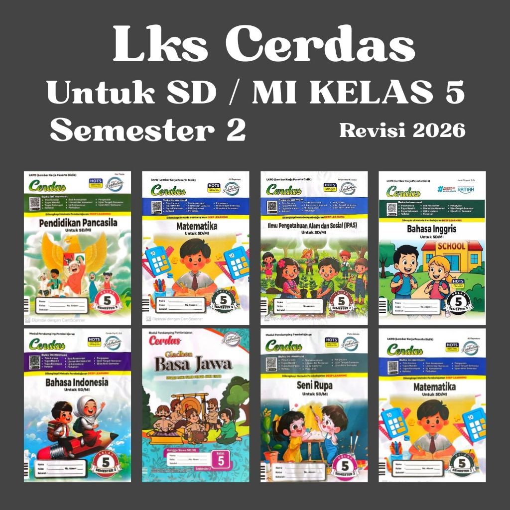 LKS Cerdas untuk SD/Mi Kelas 5 Semester 1 & 2 Kurikulum Merdeka Penerbit Pustaka Grafika revisi 2026