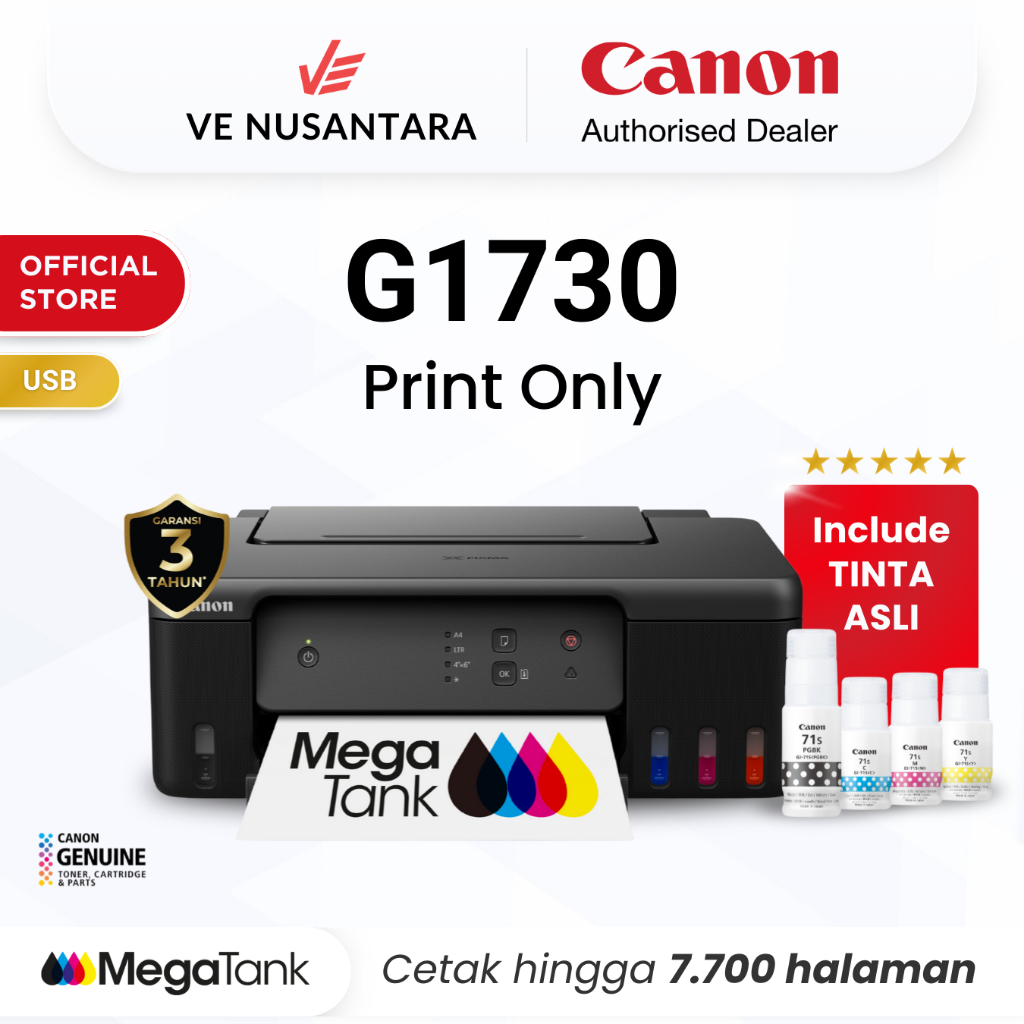 Printer Ijazah Permendikbudristek Tahan Air – Canon G1730 – Ink Tank Print Only – Garansi 3 Tahun