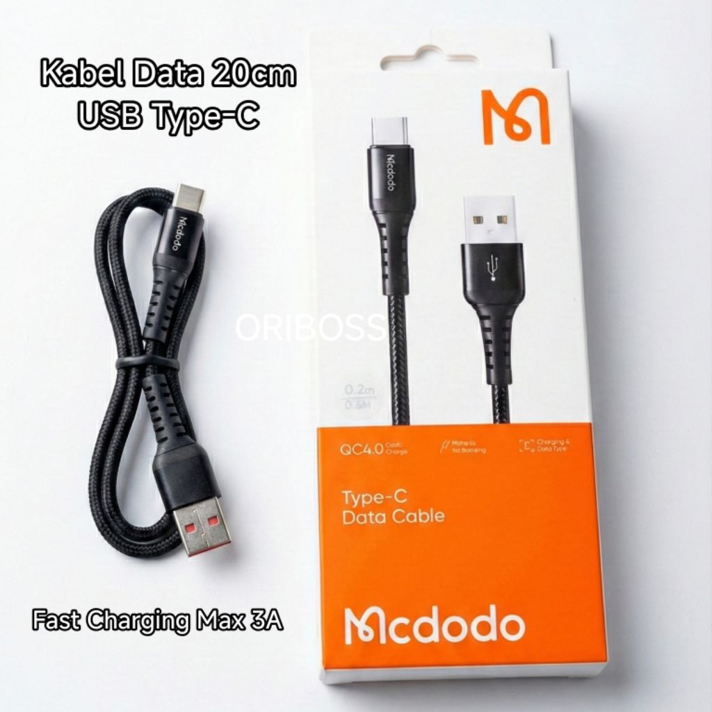 Kabel Data PB 20cm USB Type C Fast Charging Max 3A Original Mcdodo Ca-2270