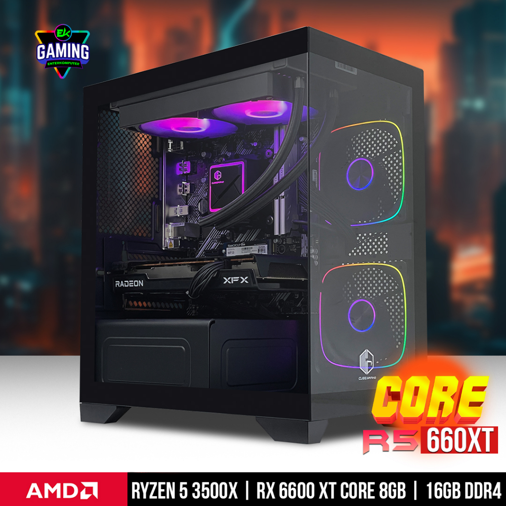 EK Gaming Core R5 660XT - PC Rakitan Gaming  Ryzen 5 3500X RX 6600 XT CORE 8GB RAM DDR4 16GB - Enter