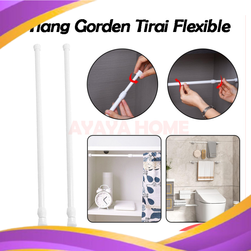 HL0770 Tiang Fleksibel Tiang Gorden Kolong Dapur Tiang Tanpa Paku Tiang Serbaguna untuk Gorden Lemar
