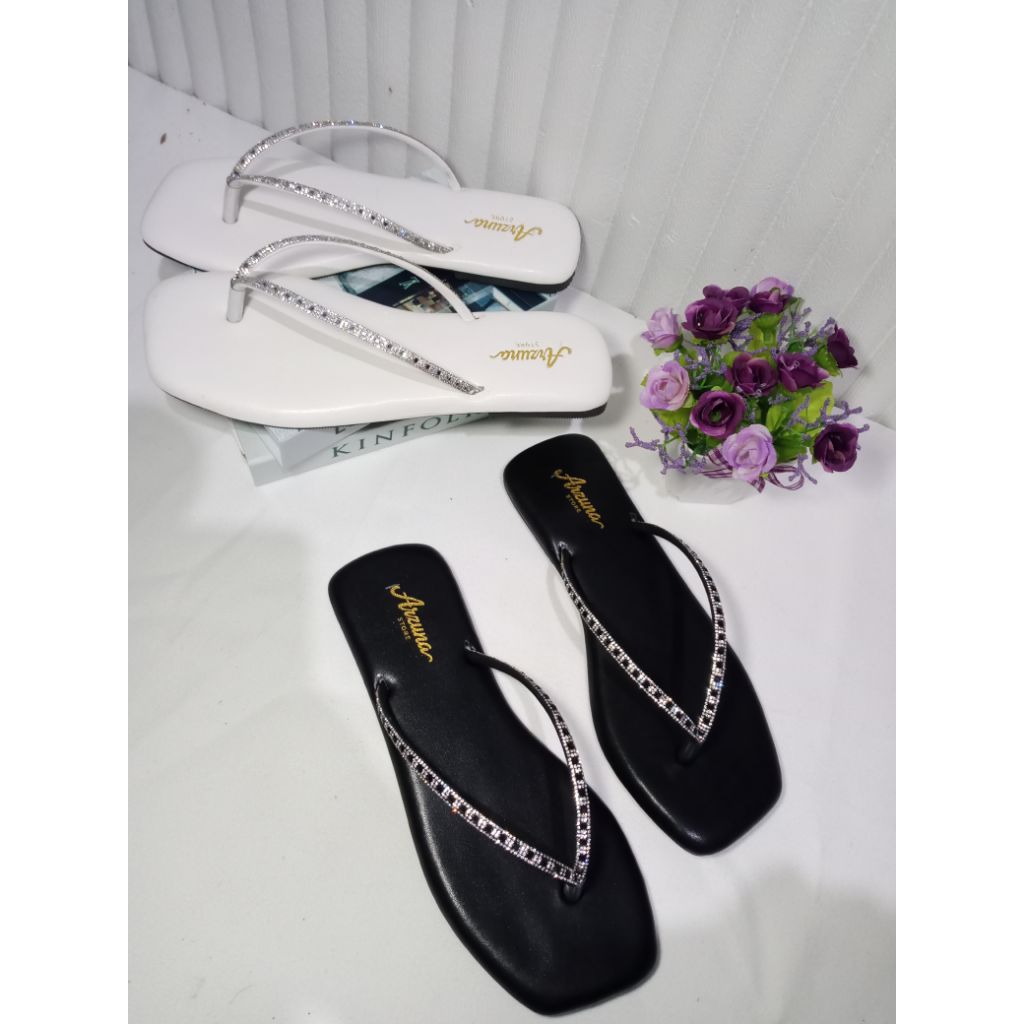 Arzuna Store Alina Sandal jepit Flat teplek pareasi mutiara