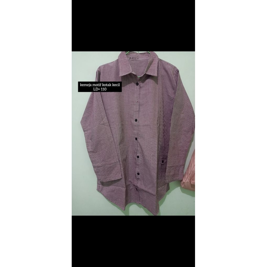 PRELOVED KEMEJA WANITA HIJAU SAGE BIRU WARDAH KOTAK KOTAK KECIL