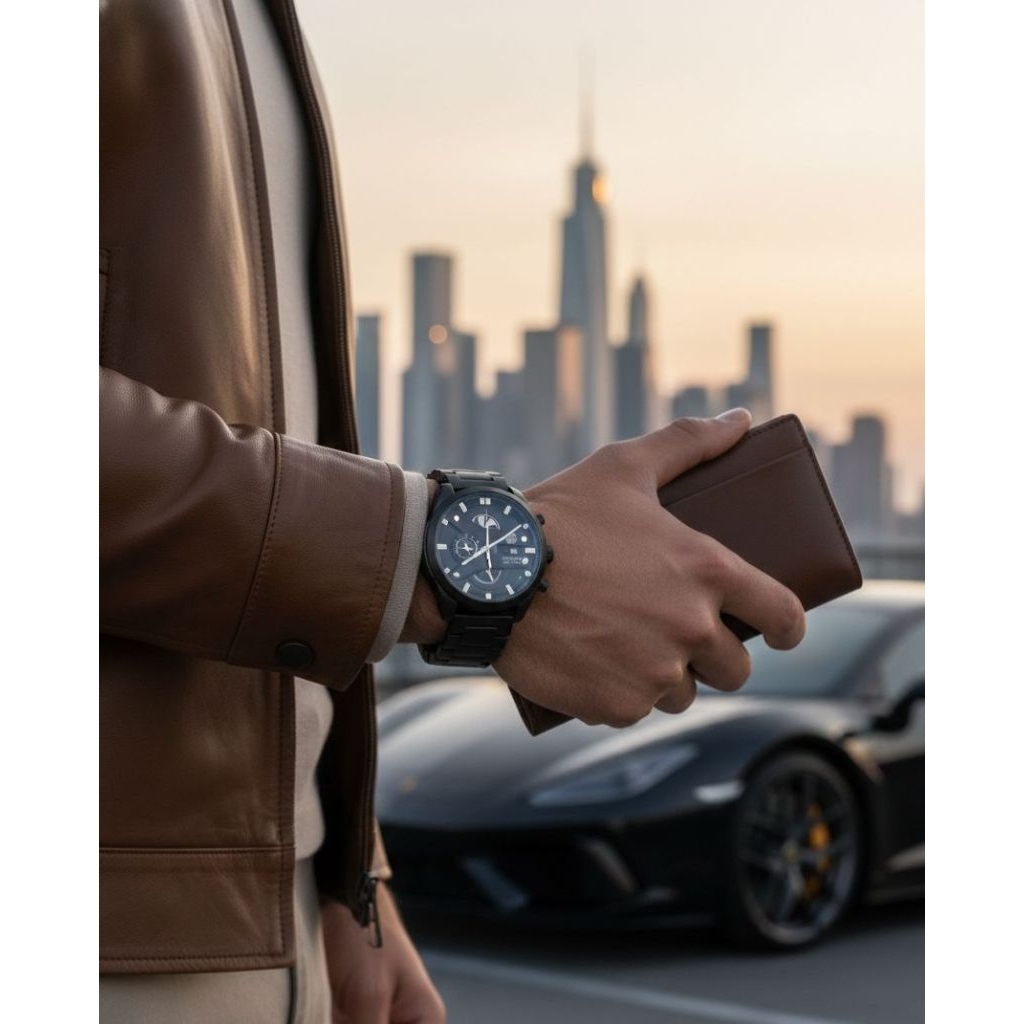 Jam Tangan Pria Tag Carrera CR7 Rantai Padat Chronograph Fullblack