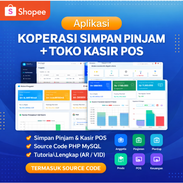 Aplikasi Koperasi Simpan Pinjam + Toko Kasir POS Lengkap Source Code PHP MySQL