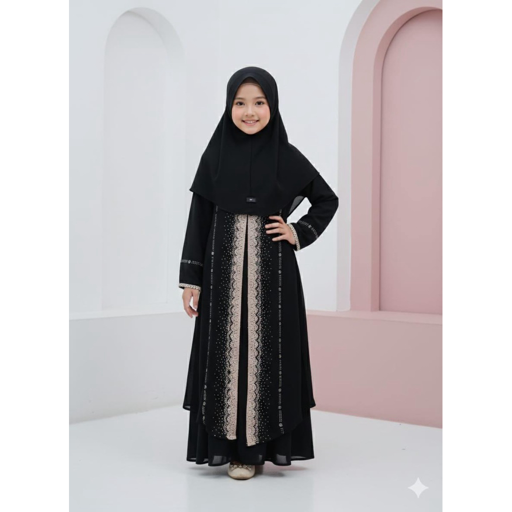 Abaya Set Hijab Anak Tanggung