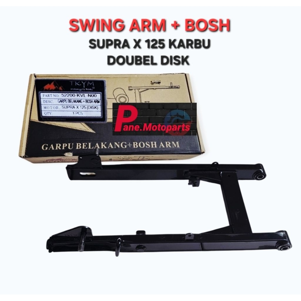 SWING ARM  + BOSH FORK GARPU BELAKANG SUPRA X 125 KARBU DD DOUBEL DISK BEST QUALITY