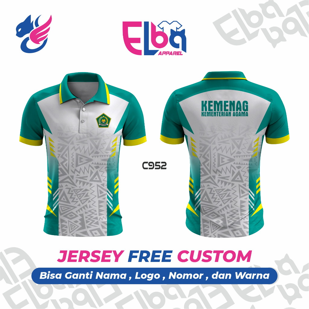 Kaos Baju Jersey Seragam KEMENAG Kementerian Agama Kerah Full Printing free custom