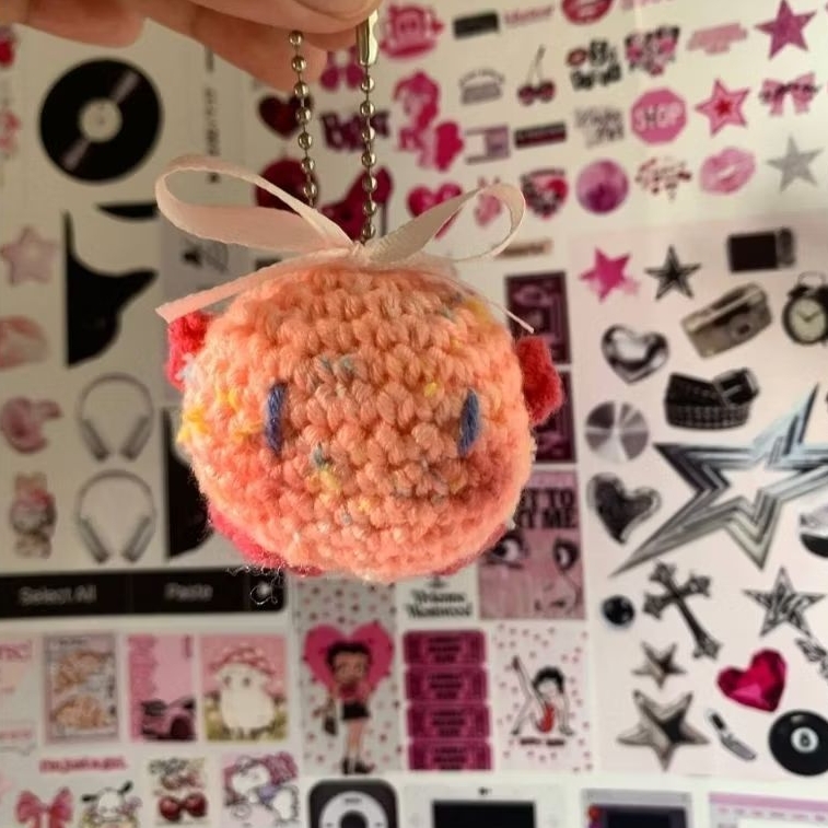kirby amigurumi | kirby crochet keychain | gantungan rajut kirby