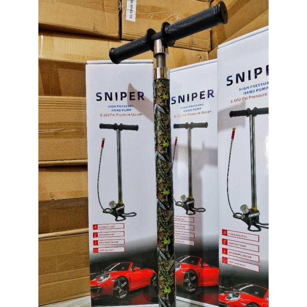 Pompa sniper 4 Stage motif camo, 4 stage butterfly sniper, pompa pcp 6000 psi, 4 stage QD Camo snipe