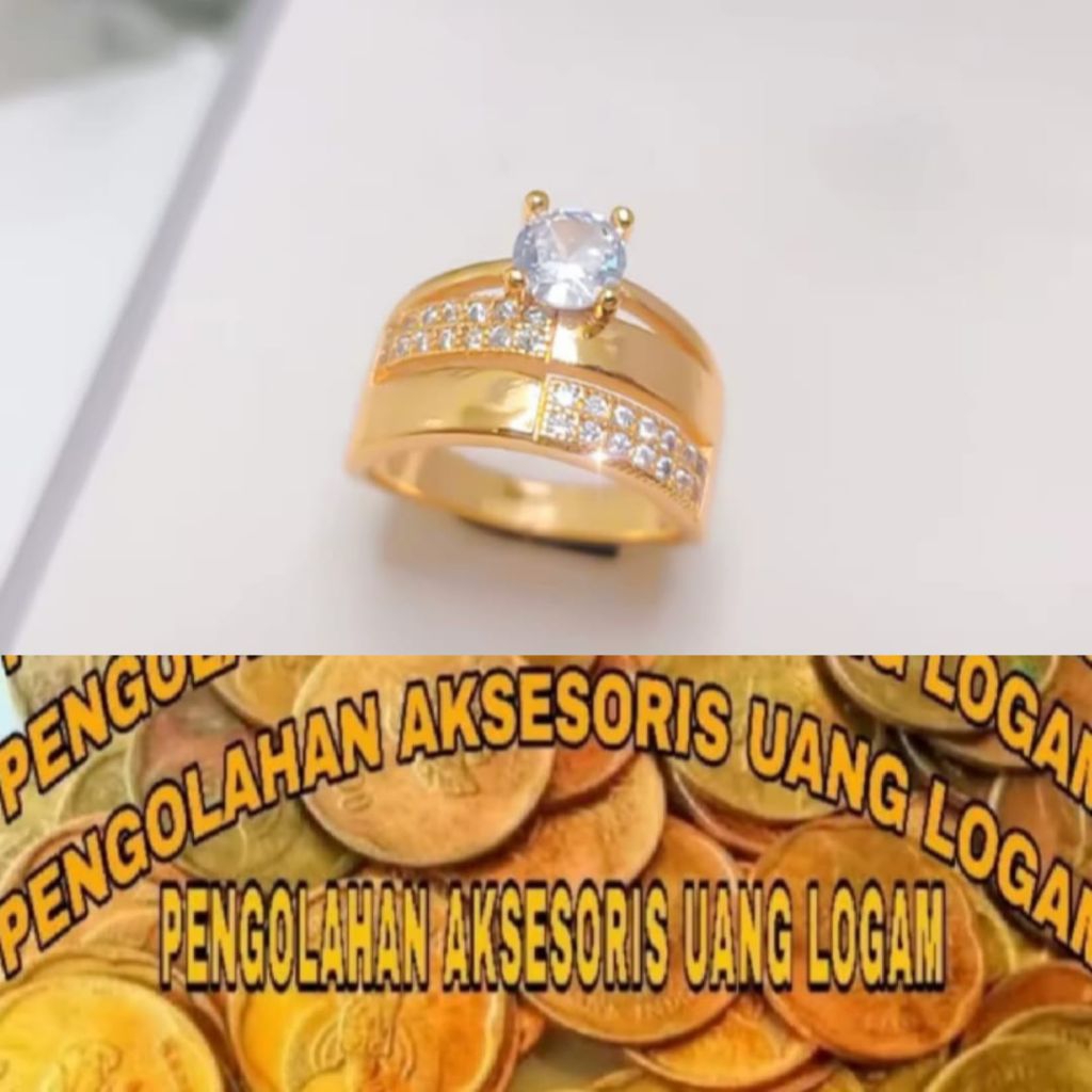 TERBUAT DARI BAHAN KOIN LOGAM ASLI 1991 CINCIN TINGKAT LAPIS EMAS