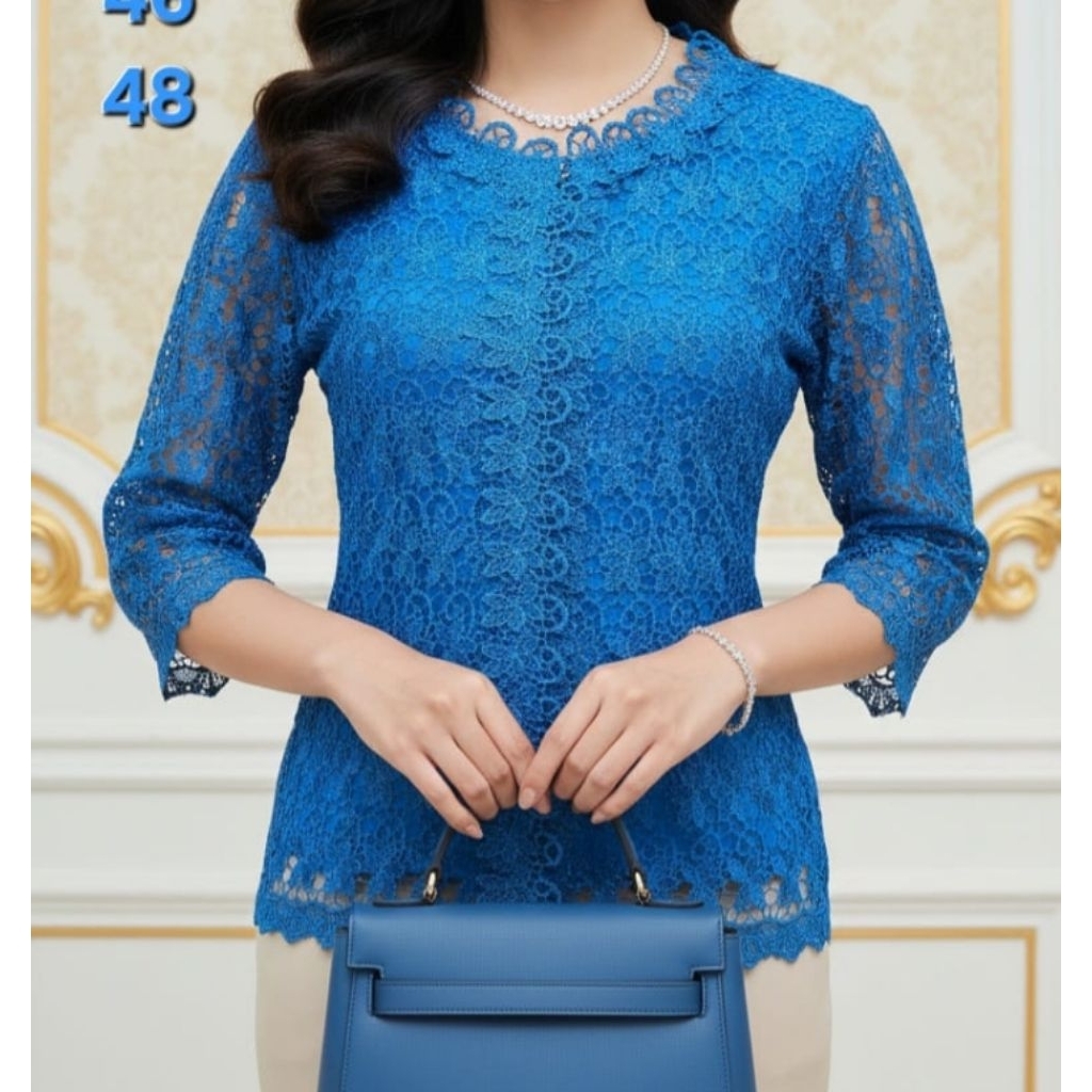 Blus Brokat Hoki Premium Kancing Depan