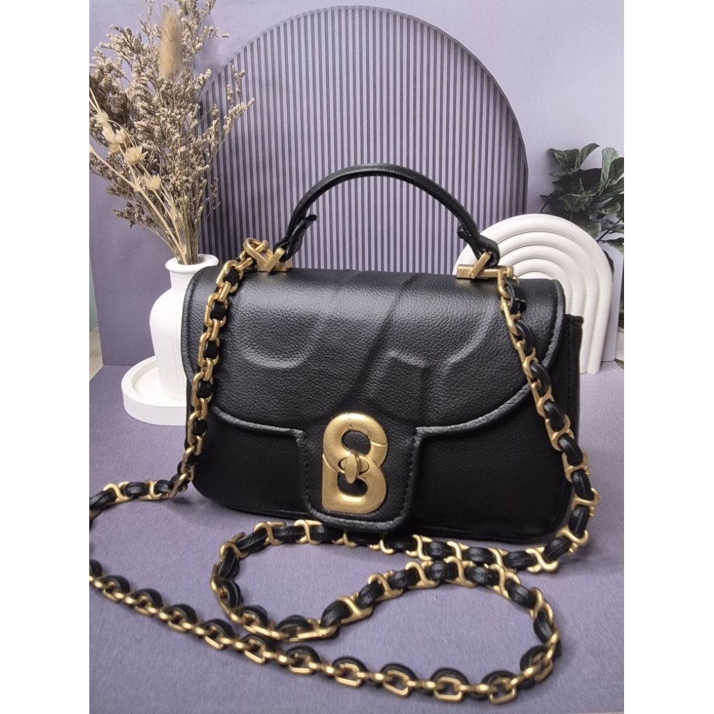 PL ALMA FLAP BAG SMALL BUTTONSCARVES BLACK