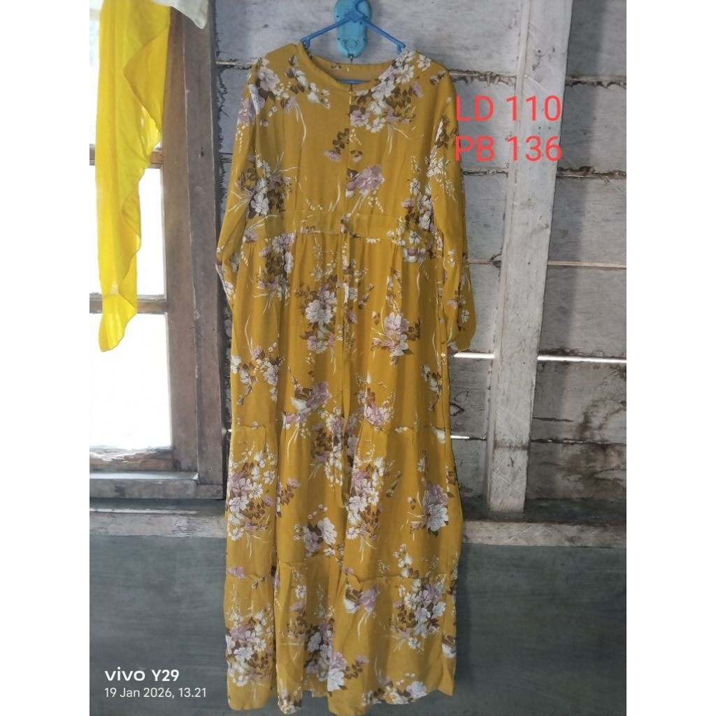 gamis kuning bunga dewasa