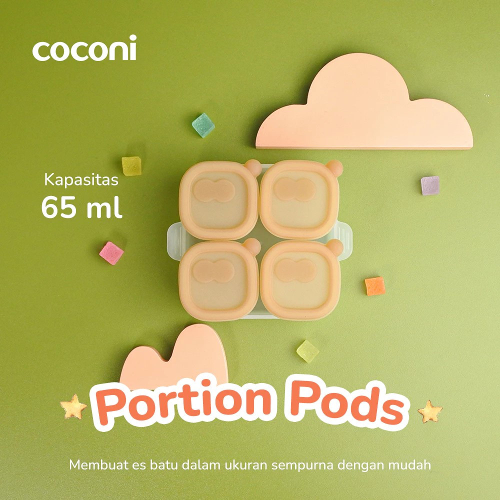 COCONI PORTION PODS 4PCS SILICONE TRAY BPA FREE/ TEMPAT WADAH PENYIMPANAN MPASI CETAKAN ES BATU SILI