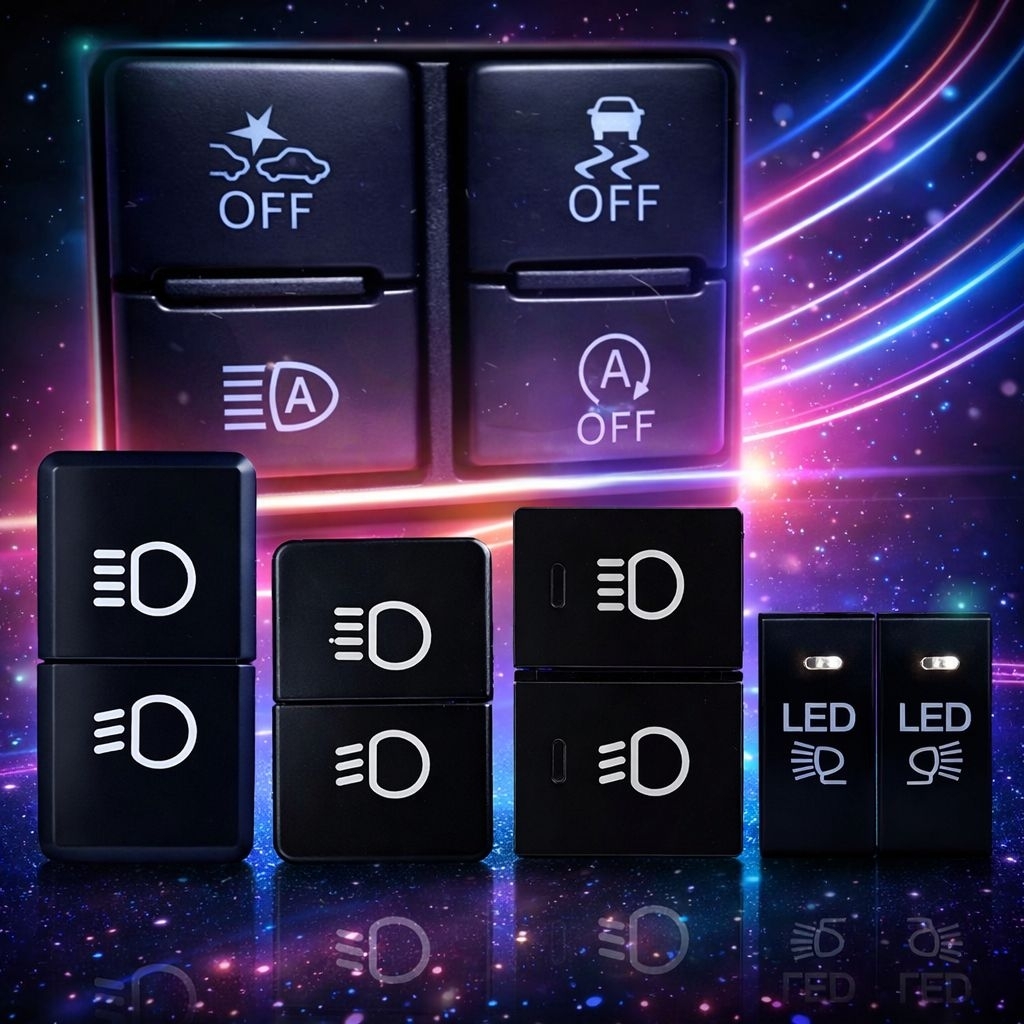 Saklar foglamp mobil 2 tombol (ISUN) dengan indikator LED premium