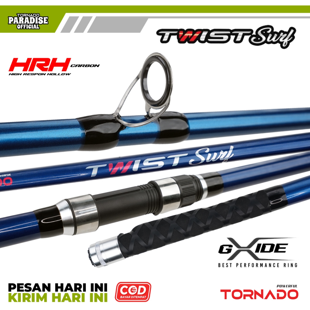 Joran Pancing Casting Tornado Twist Surf HRH Carbon 390 / 420 / 450cm – Ring Guide Tornado Reel Seat