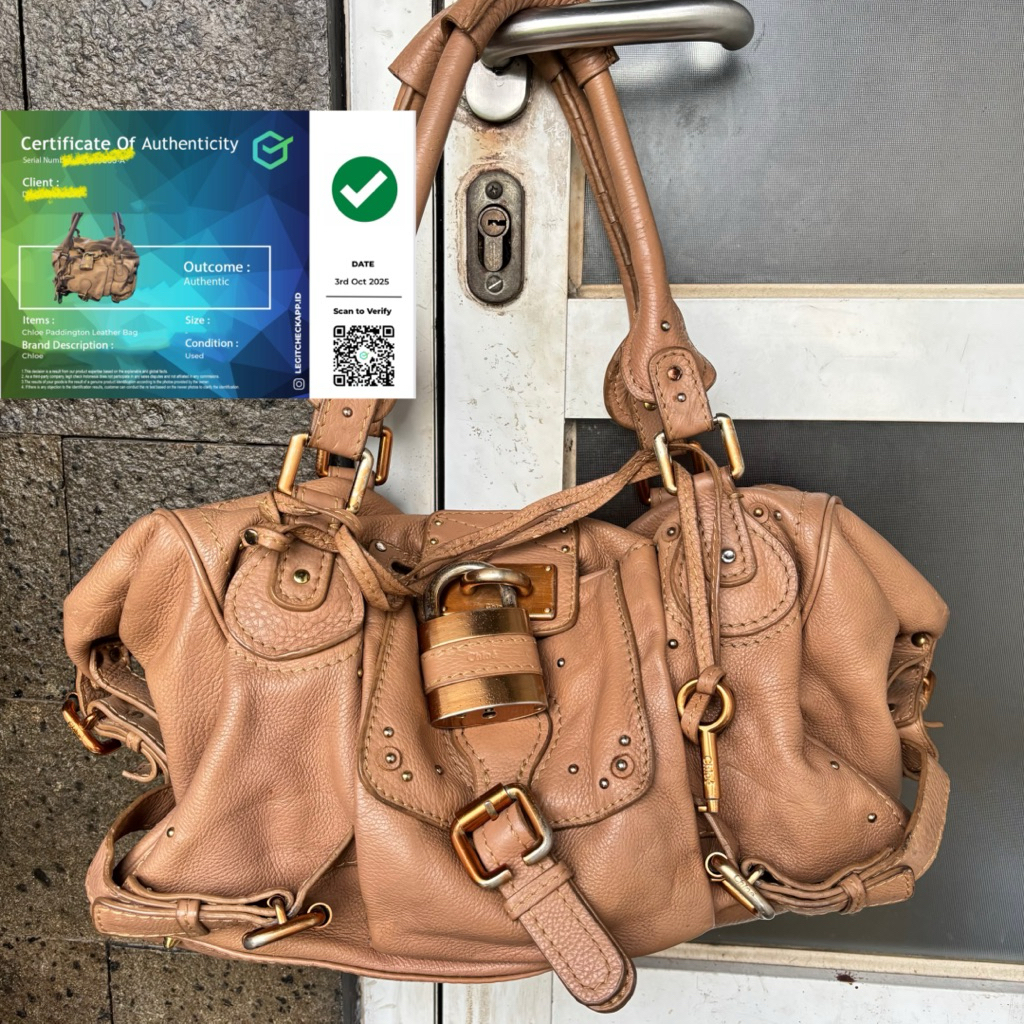 Authentic Chloe Paddington brown coklat leather shoulder bag handbag in a tan or beige color with go