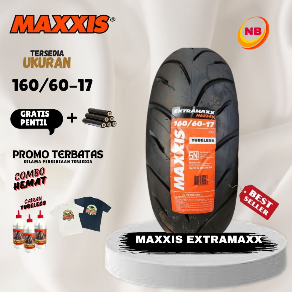 READY STOK MAXXIS EXTRAMAXX RING 17 / 160 - 60 - 17 / BAN MAXXIS 160/60-17 / 160-60-17 BAN TUBELESS 