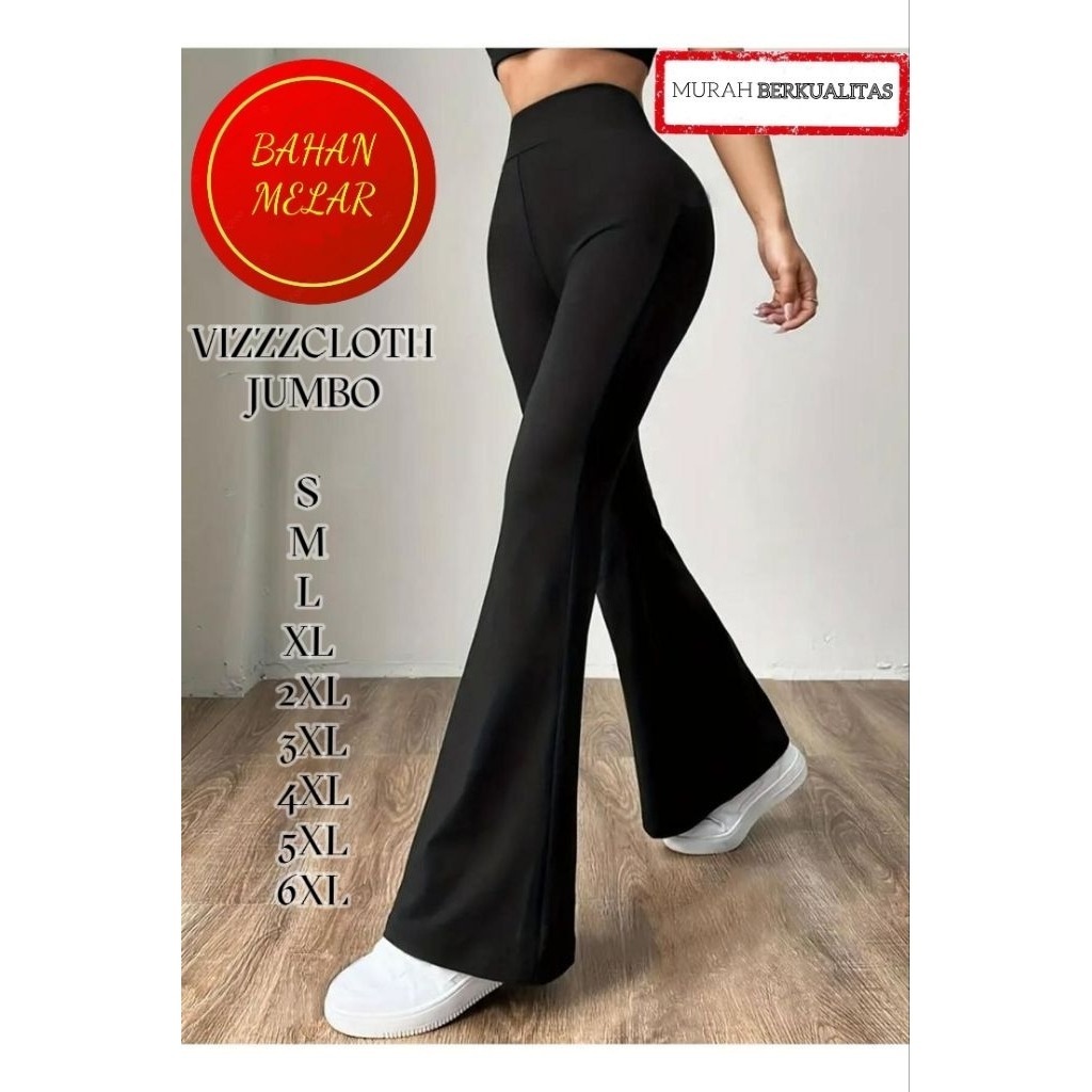 CELANA CUTBRAY WANITA FLARE PANTS JUMBO BIG SIZE BAHAN SCUBA