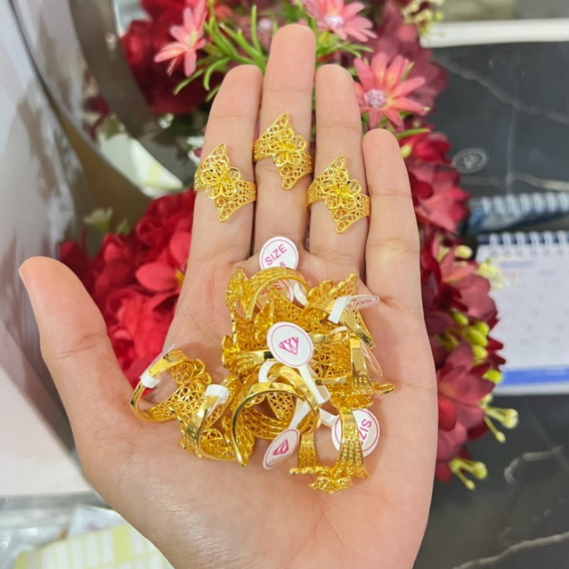 Cincin wanita lapis emas 24karat
