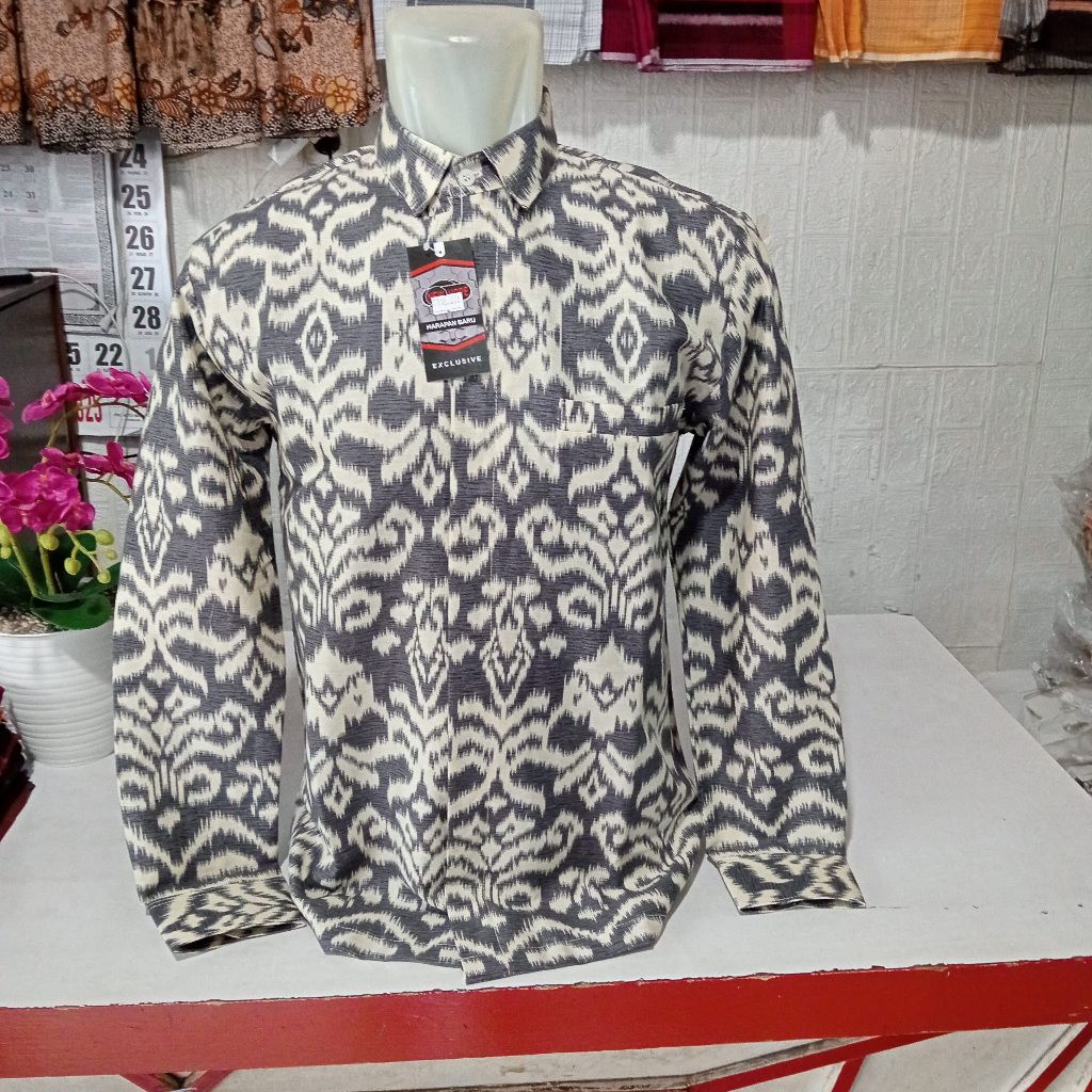 kemeja endek pria lengan panjang