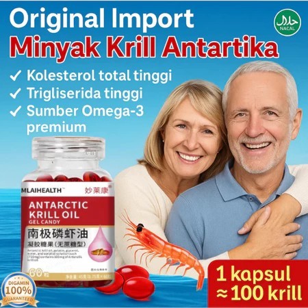 ️[ ORIGINAL ]  60 Butir Original Import Minyak Krill Antartika/Antarctic Krill Oil Sulit tidur mudah