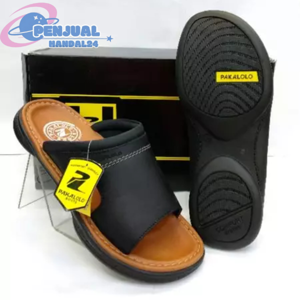 Sandal Kulit Pria Pakalolo N0873 - Black, Full Grain, Ukuran 39-43