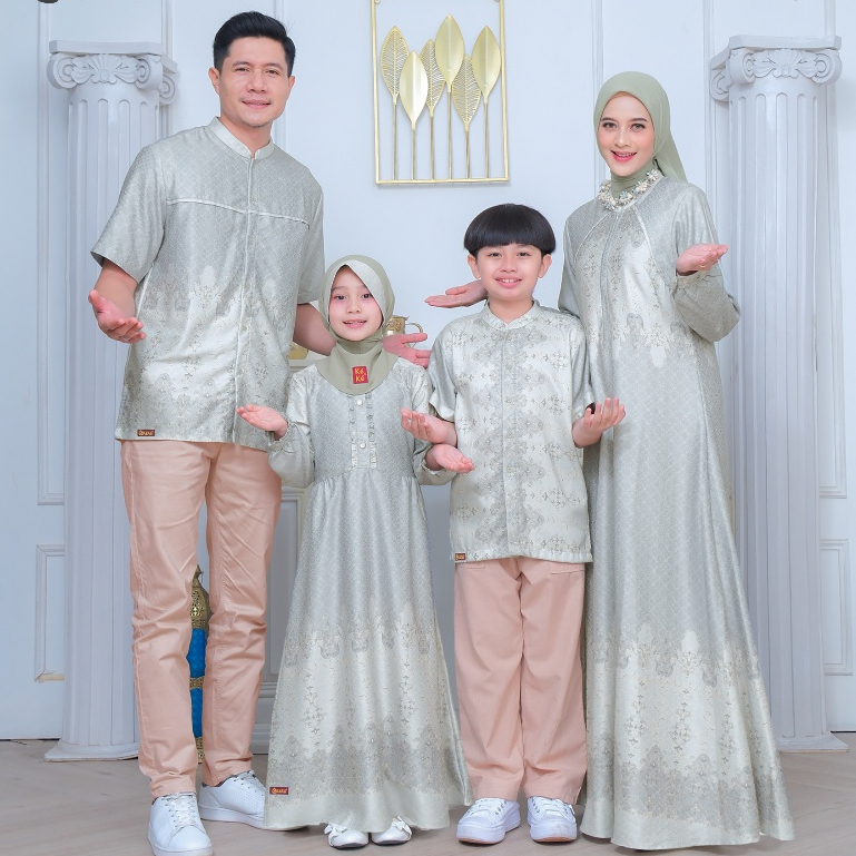 Keke Set Sarimbit Keluarga Araashi Sage Gamis Koko Anak Satuan Couple