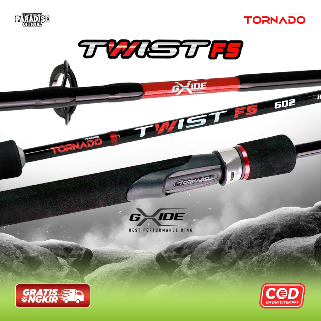 Tornado Twist FS - Joran Fiber Solid Lentur & Kuat | X-Guide Original | 150–210CM Joran Pancing kuat