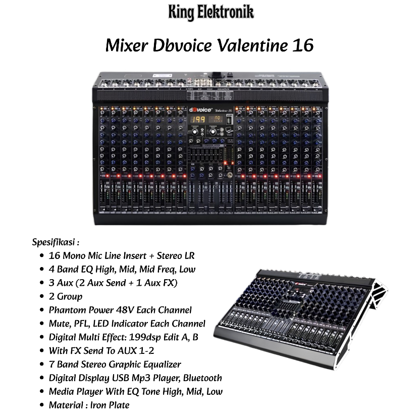 Mixer Dbvoice 16 Channel 199 Dsp Valentine 16
