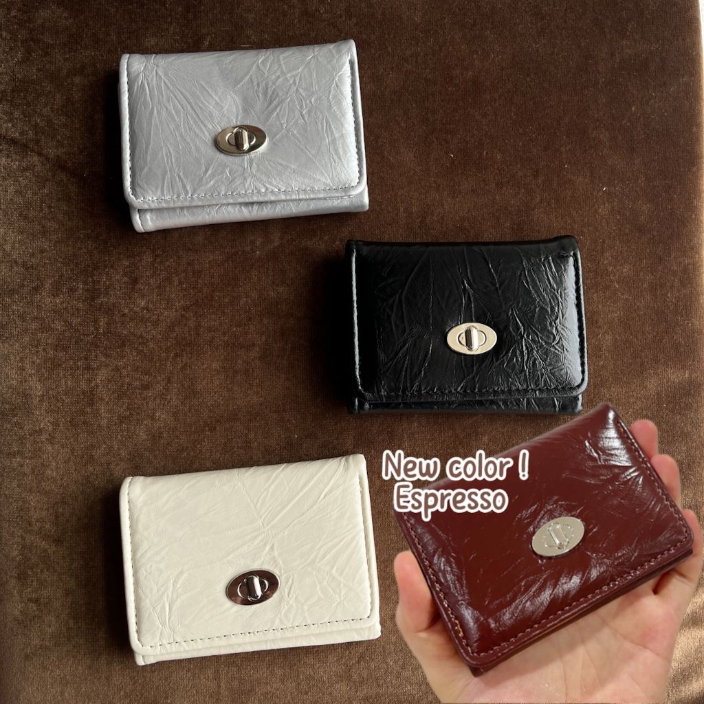 Dompet Kulit Sintetis lucu / Dompet ala korea simple / Wallet Korean Look Douyin / Dompet Silver Whi