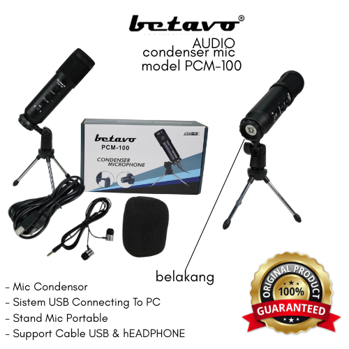 BETAVO AUDIO Mic Condensor PCM-100 Baru Frekuensi 30Hz-20Khz Heart-Saped 120dB