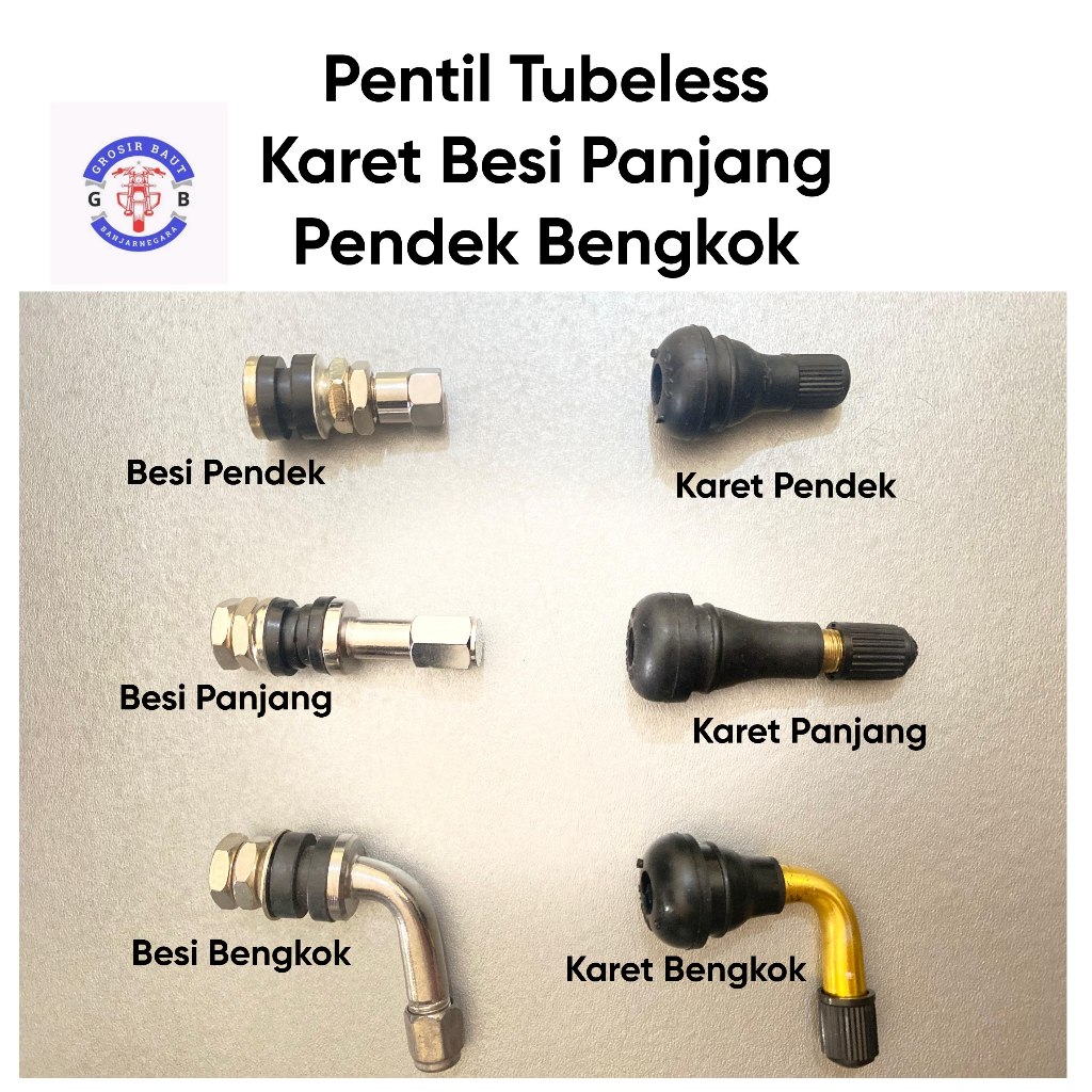 Pentil Tubeless Karet Besi Bengkok Panjang Pendek / Pentil Ban Tubles Motor Mobil Universal